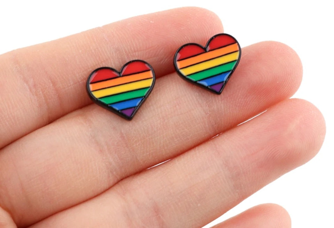 Rainbow heart earrings