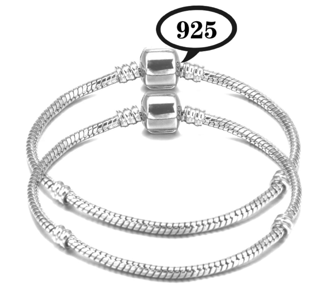 2pc 925 silver charm bracelet