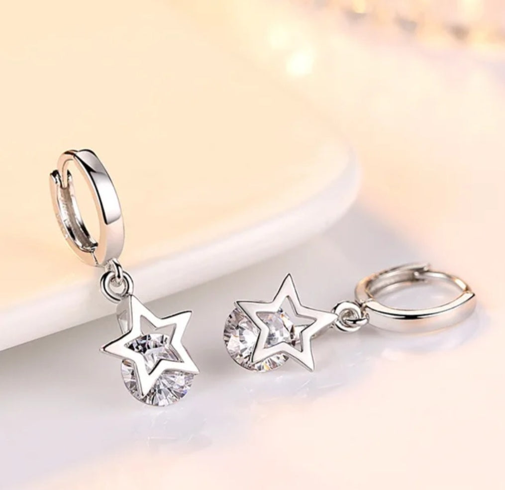 925 sterling silver star earrings