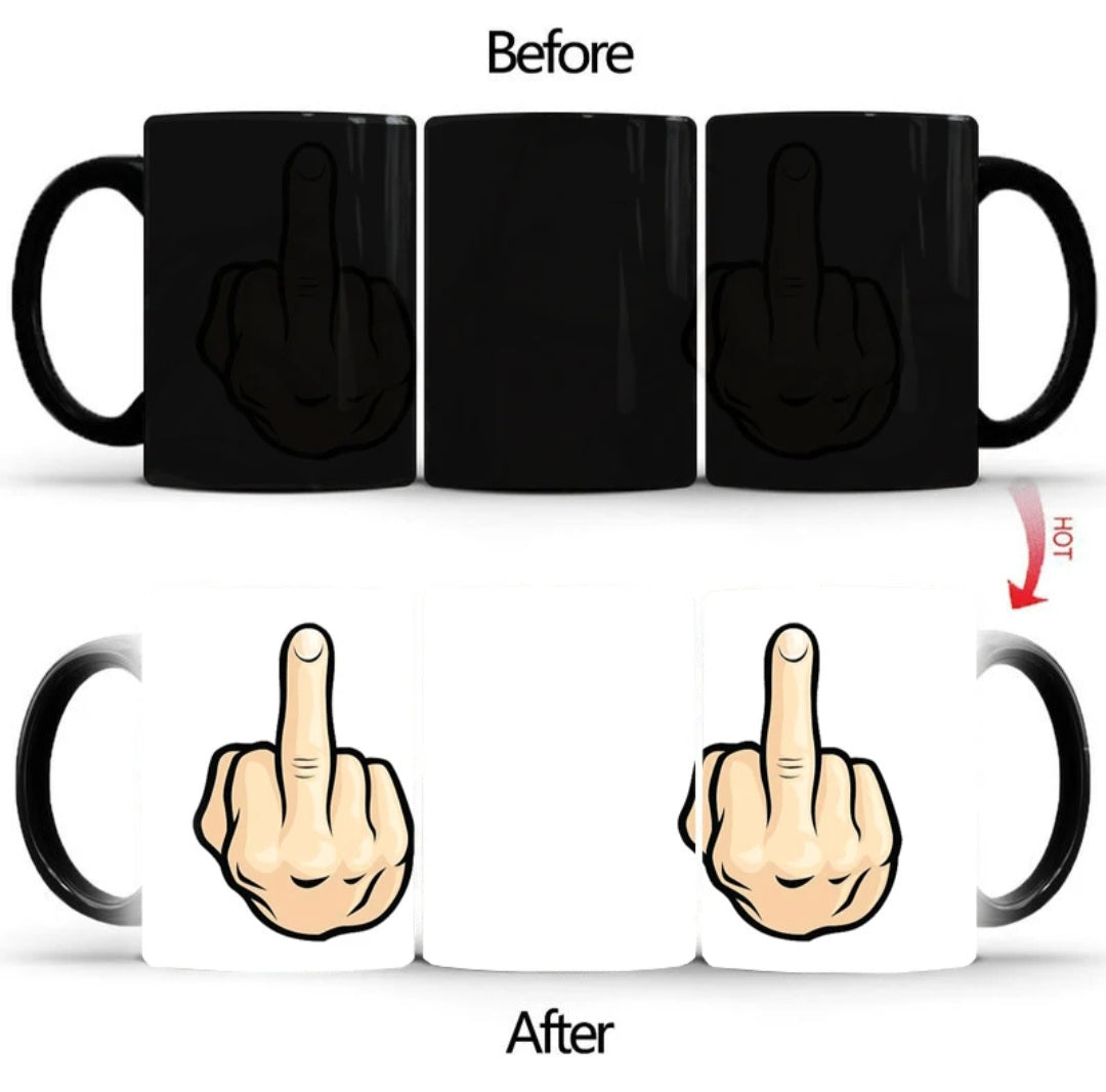 Middle finger colour changing cup