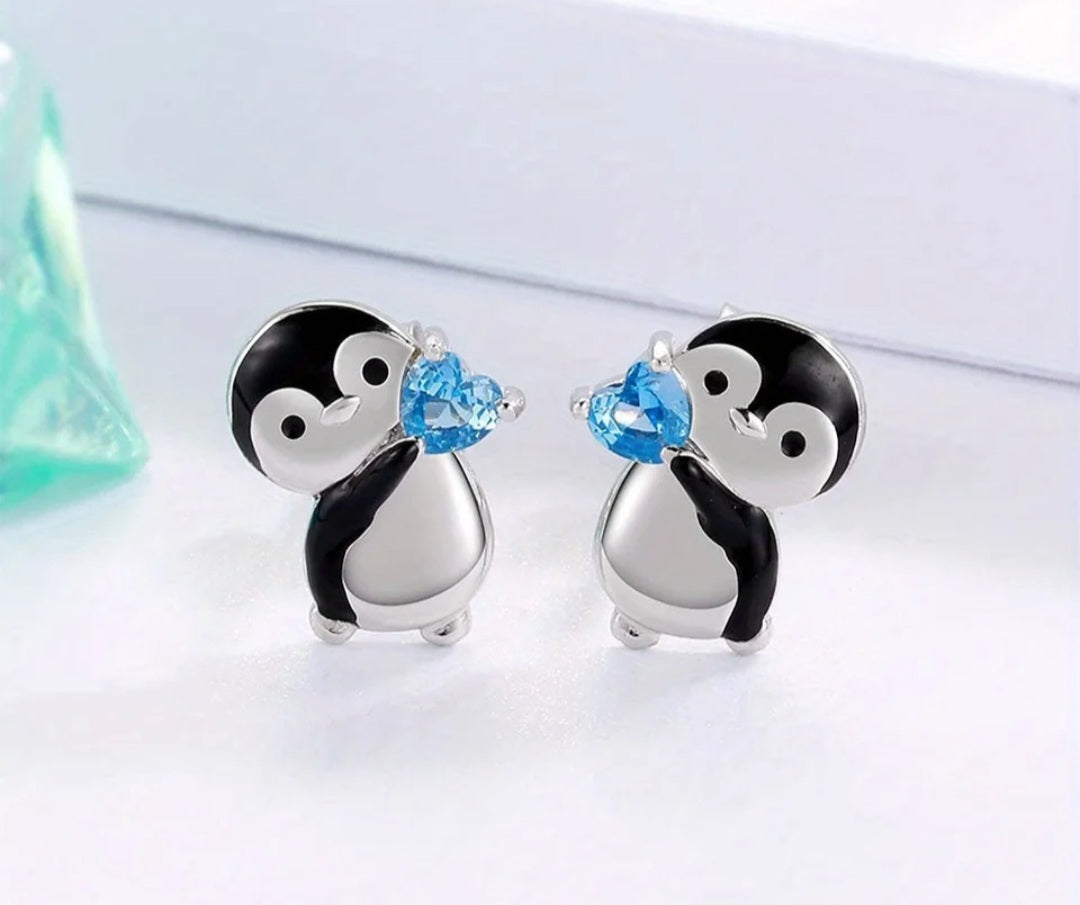 Penguin stud earrings