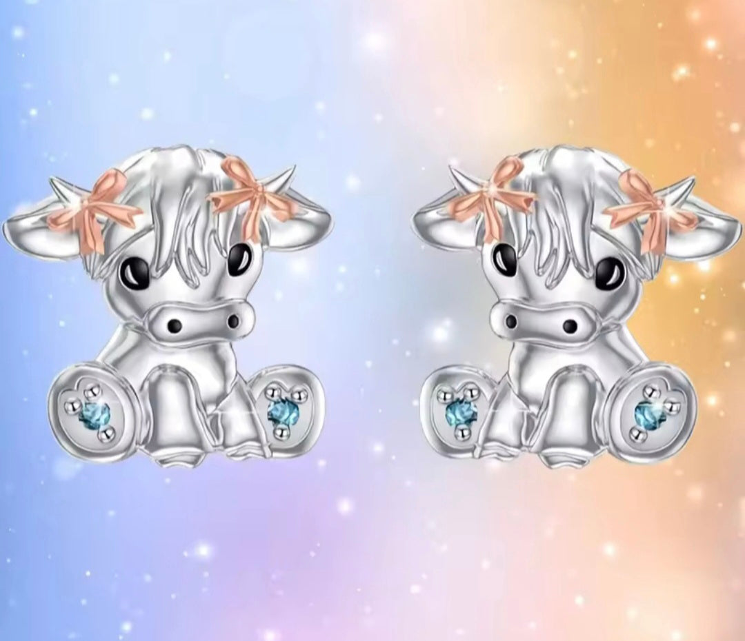 Cute cow stud earrings