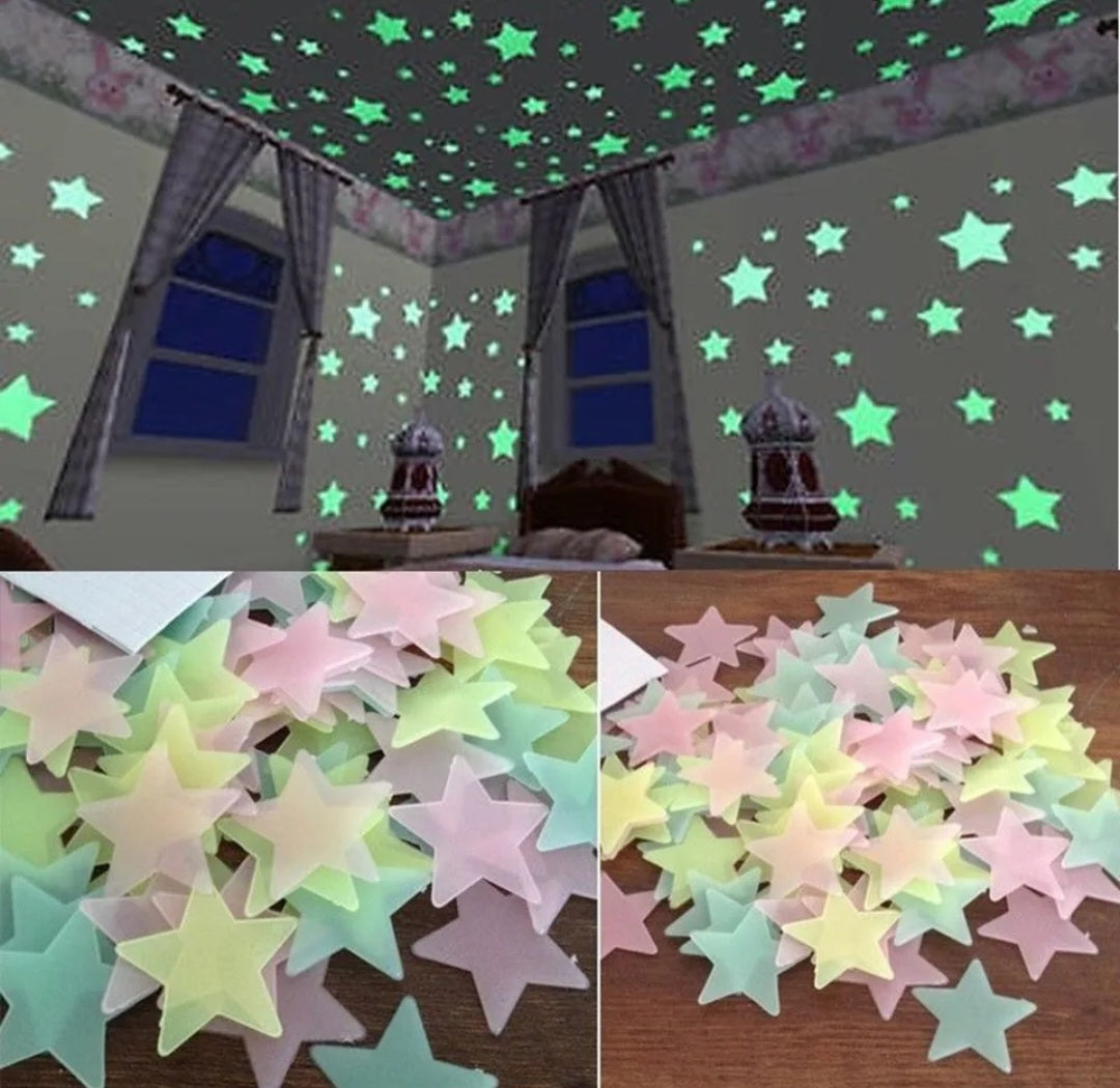 100pc glow in the dark star wall stickers