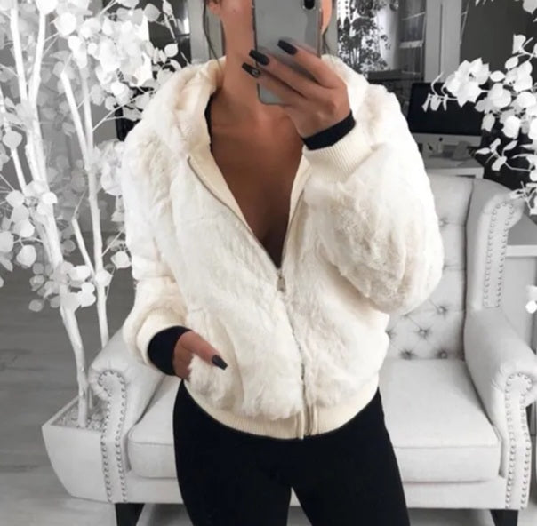 Winter hooded cropped coat