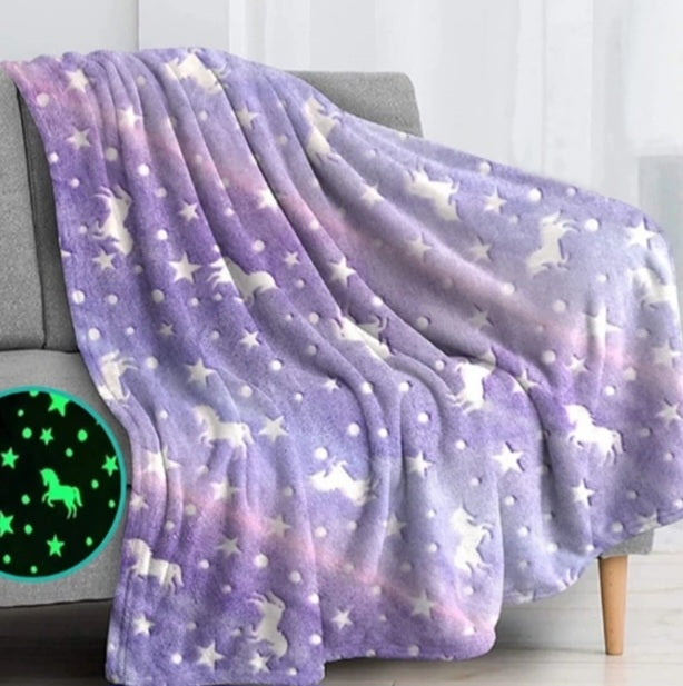 Glow in the dark unicorn blanket
