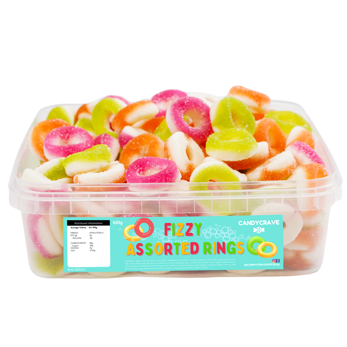 FIZZY ASSORTED RINGS TUB