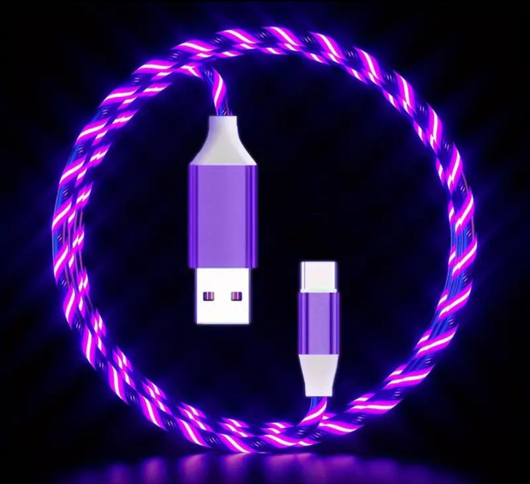 USB Type C Cable LED Glowing Charging Cable