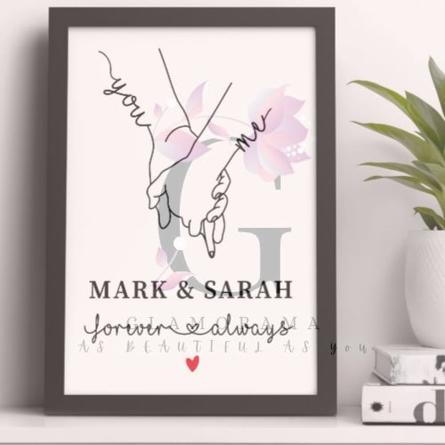 Personalised holding hands print