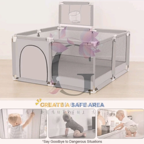 Baby Playpen with Basketball Hoop