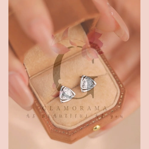 925 Sterling Silver Stone Triangle Stud Earrings
