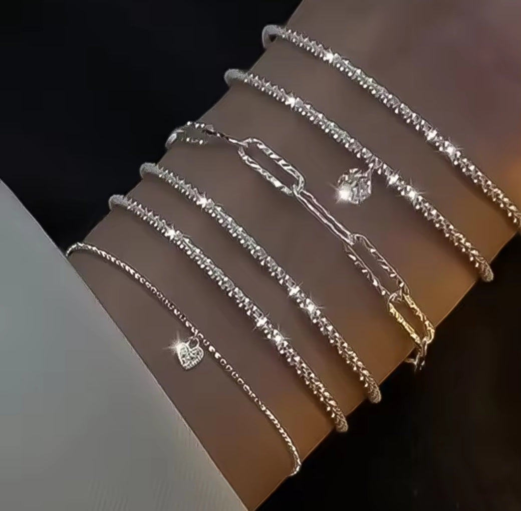 6pc 925 sterling silver bracelets