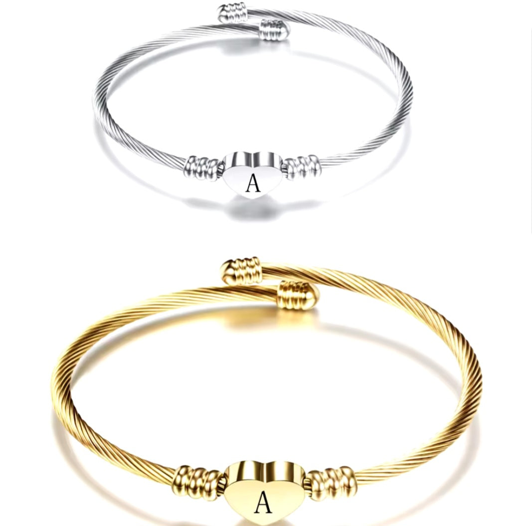 Heart initial bangle