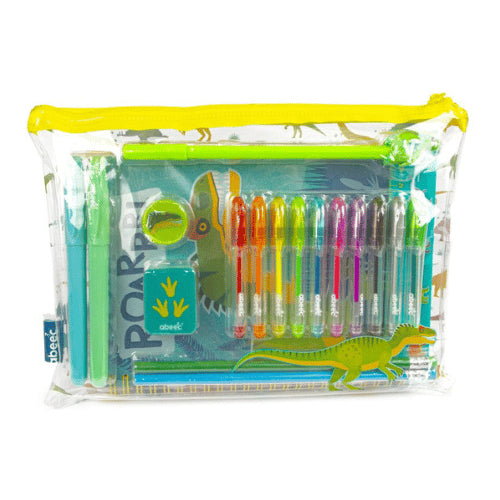 DINOSAUR STATIONARY SET IN ZIP BAG