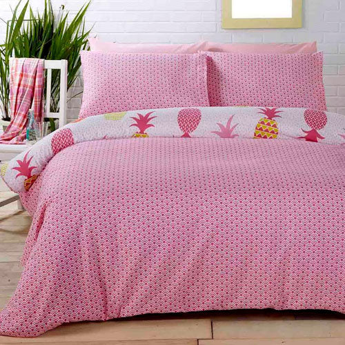 ALOHA PINEAPPLES DUVET SET REVERSIBLE