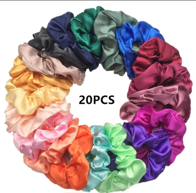 20pc satin hair scrunchies
