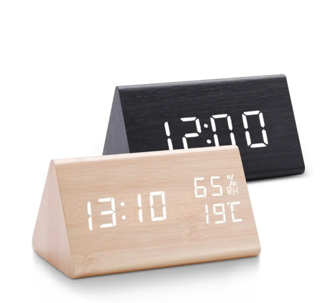 Wooden digital alarm clock