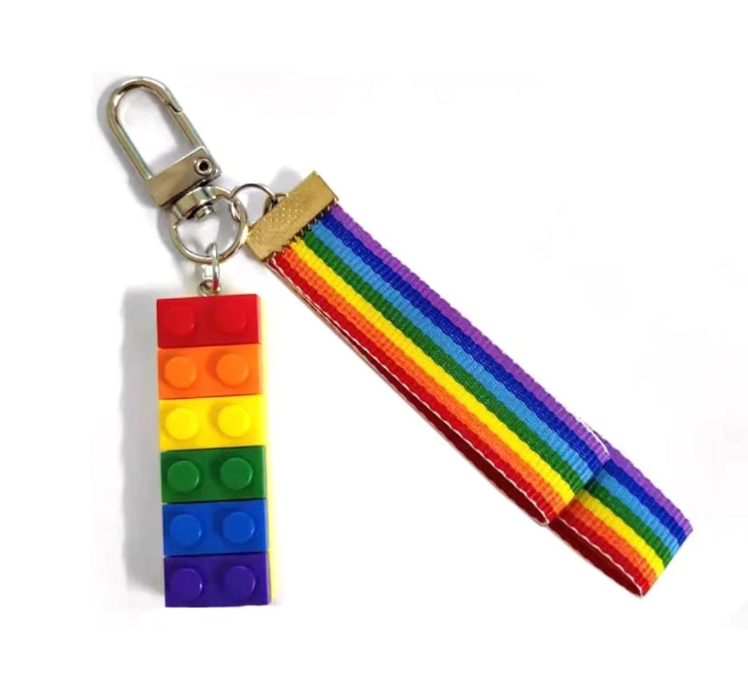 Rainbow brick keychain