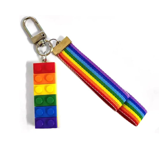 Rainbow brick keychain