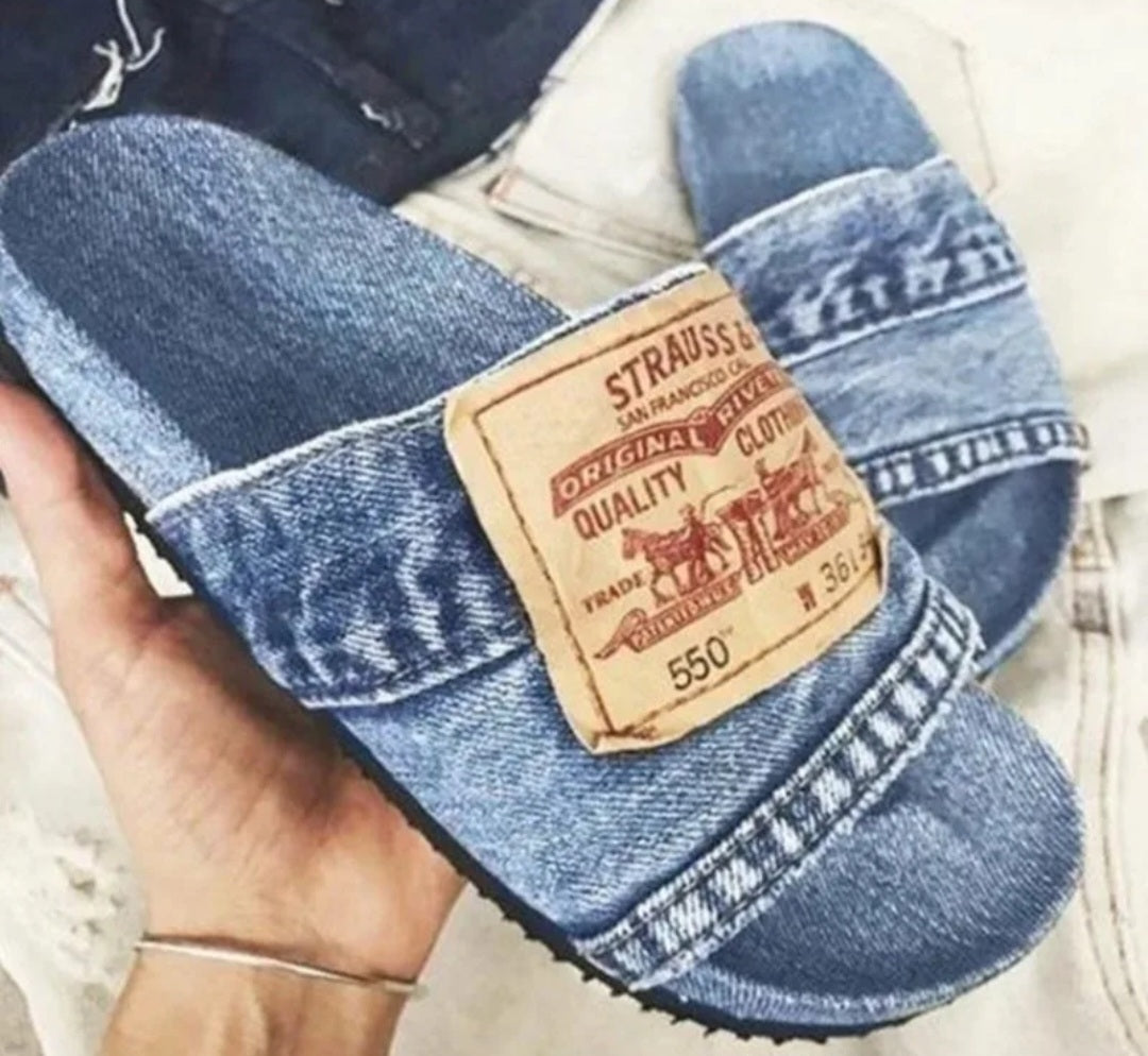 Vintage denim sliders