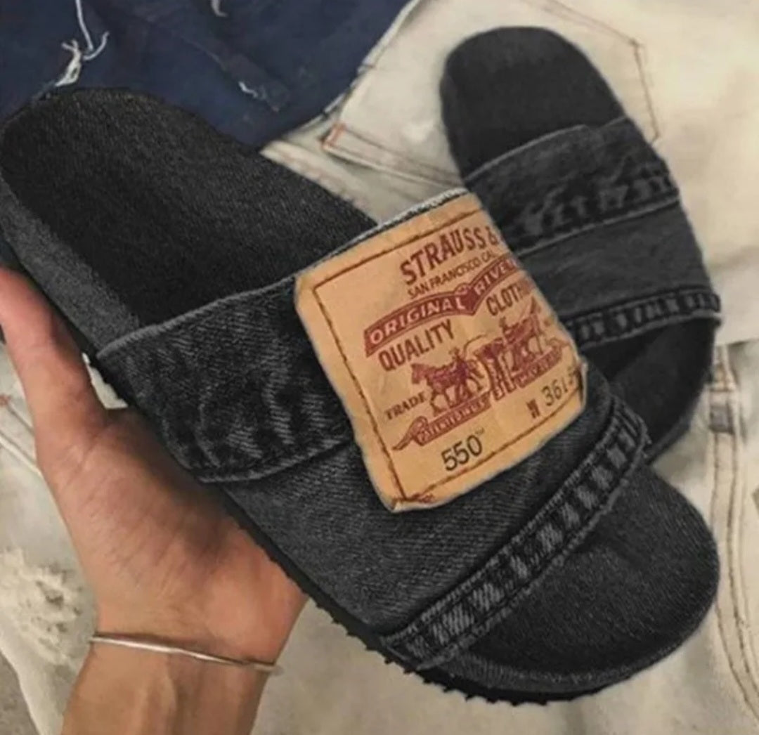 Vintage denim sliders