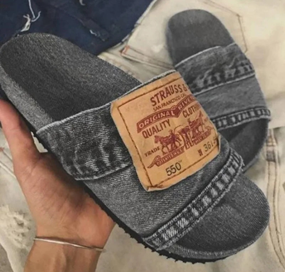 Vintage denim sliders