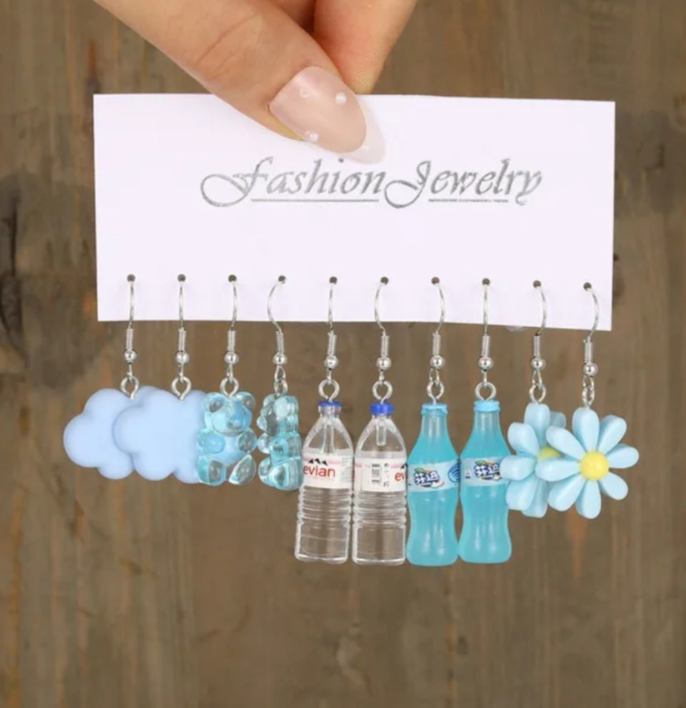 Set of 5 dangle drop earrings