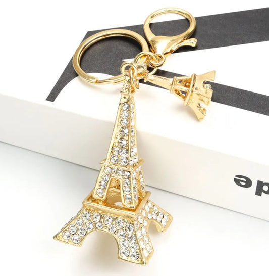 Rhinestone eiffel tower keychain