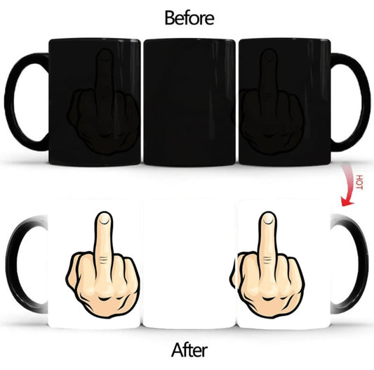 Middle finger colour changing cup