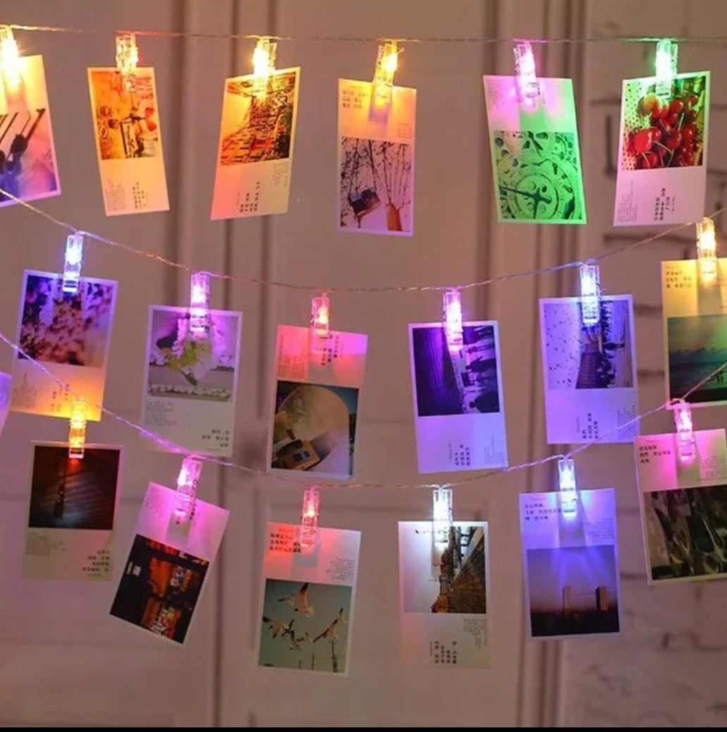 LED string light photo clip