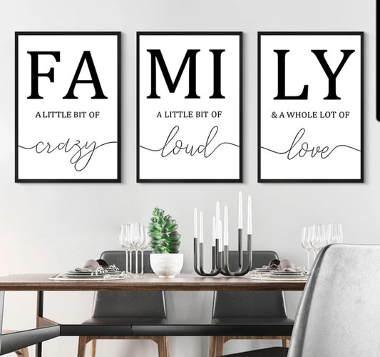 Frameless family canvas wall art