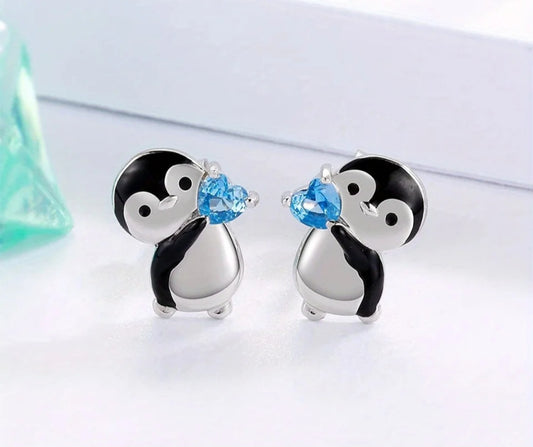 Penguin stud earrings