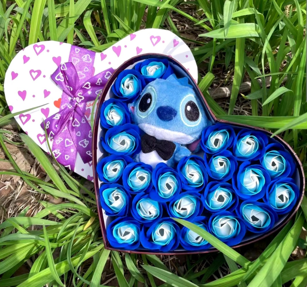 Cartoon plush rose gift box