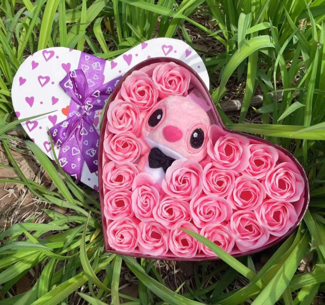 Cartoon plush rose gift box
