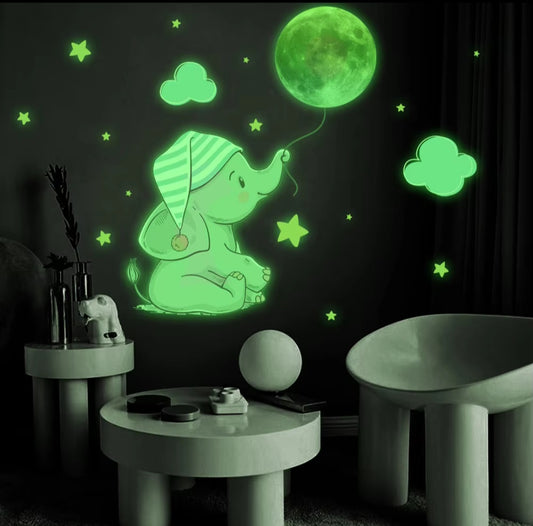 Luminous baby elephant wall sticker