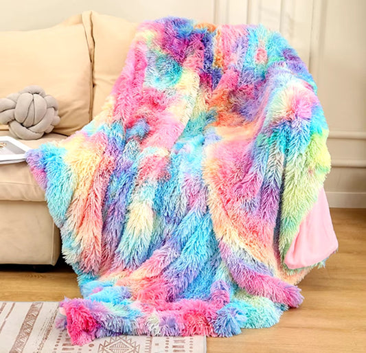 Rainbow super soft fleece blanket