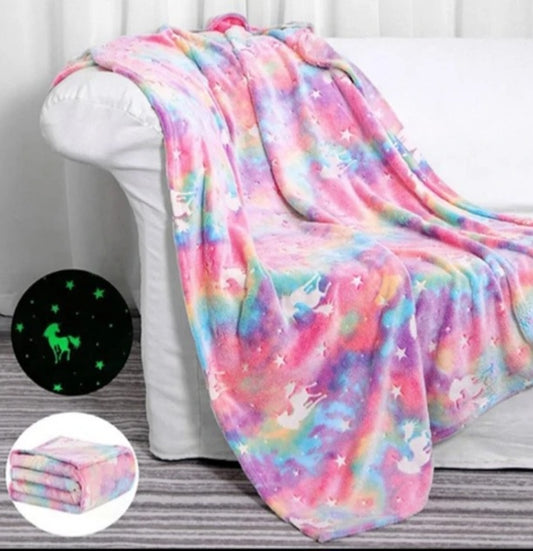 Glow in the dark unicorn blanket