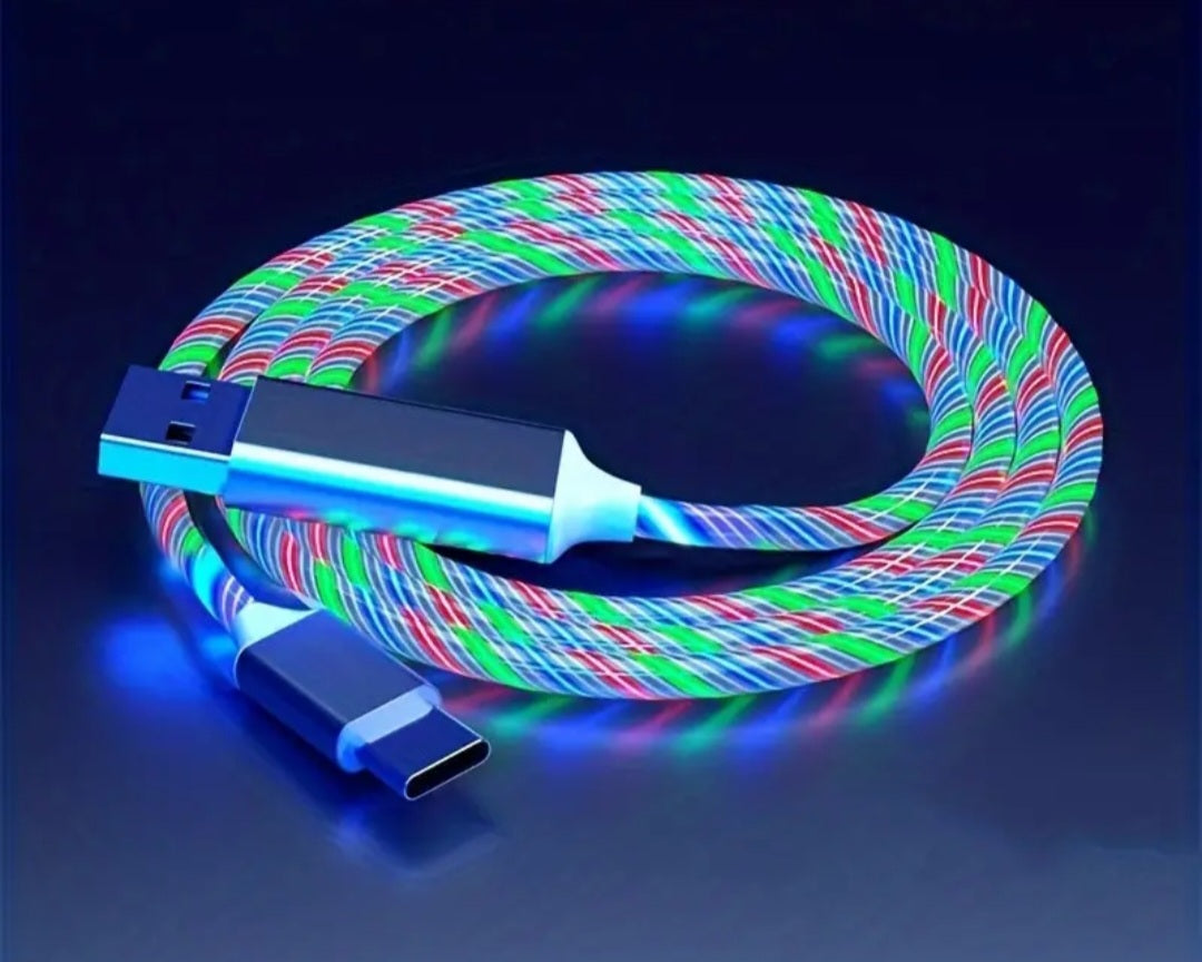 USB Type C Cable LED Glowing Charging Cable