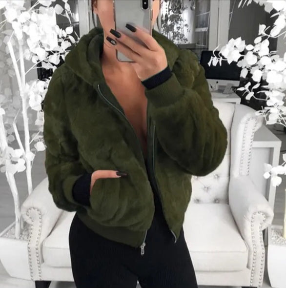Winter hooded cropped coat