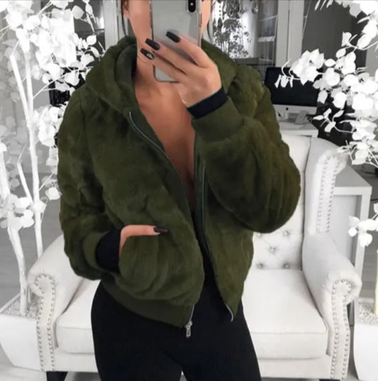Winter hooded cropped coat