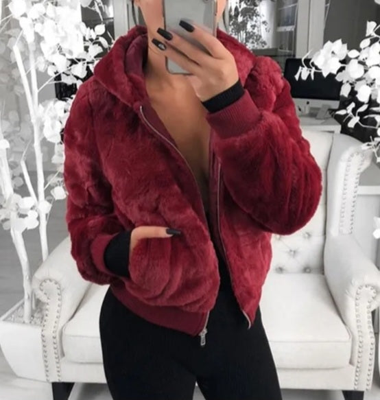Winter hooded cropped coat