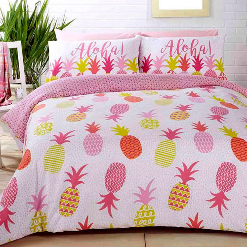 ALOHA PINEAPPLES DUVET SET REVERSIBLE