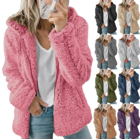 Hooded woolen coat