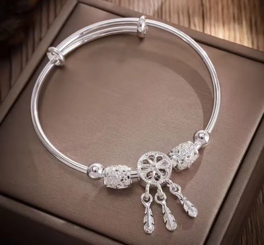 925 sterling silver feather bracelet