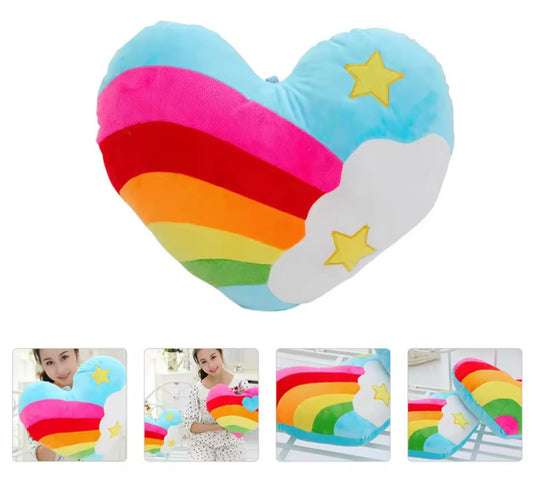 Rainbow heart pillow