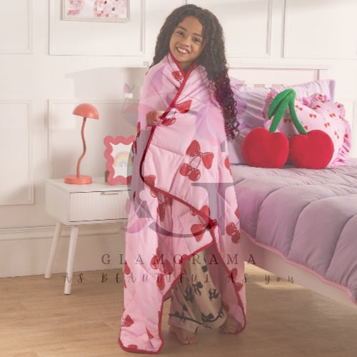Cherry bow weighted blanket