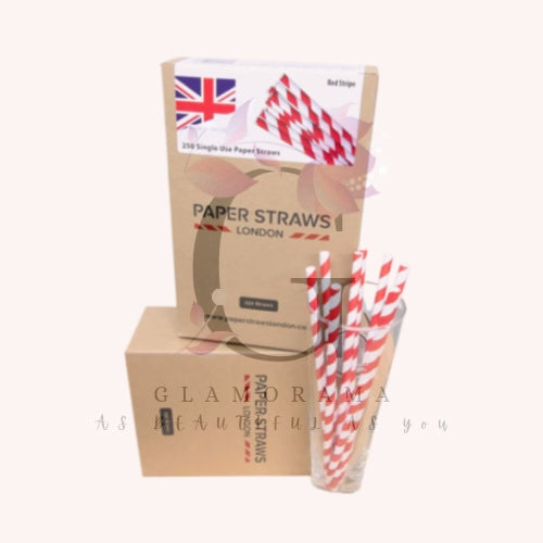 Red and White Paper Drinking Straws 250 Piece