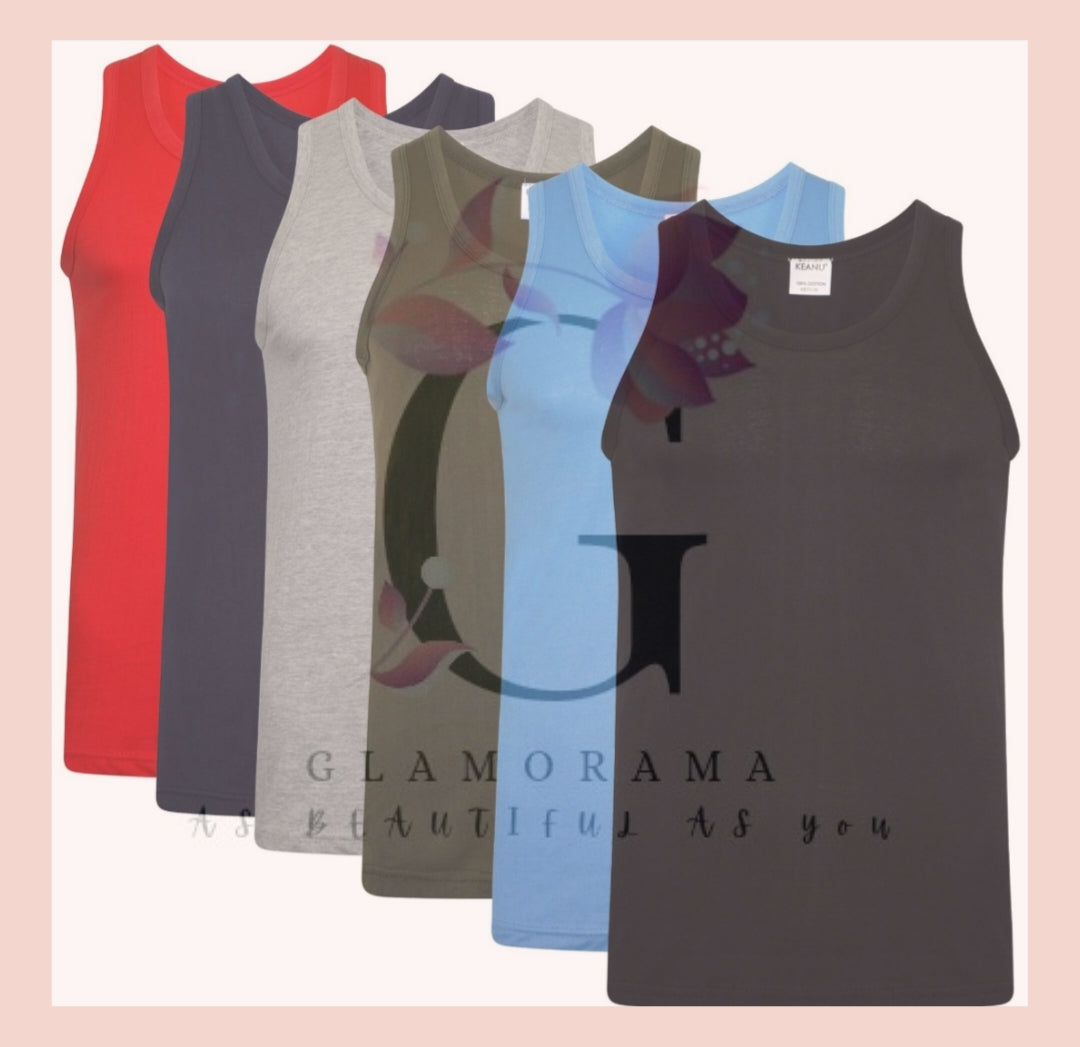 Mens 6 Pack 100% Cool Cotton Vests