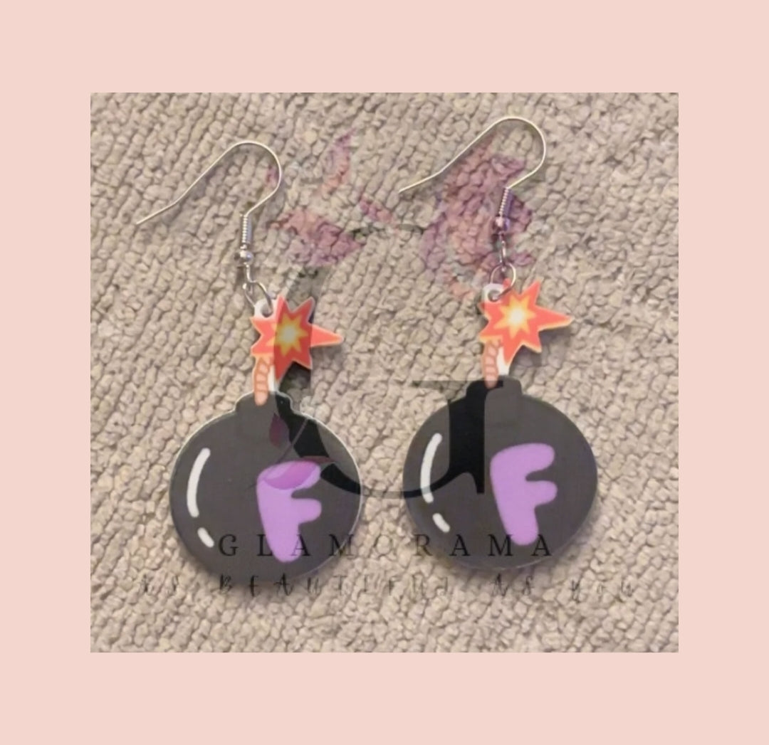 F bomb earrings