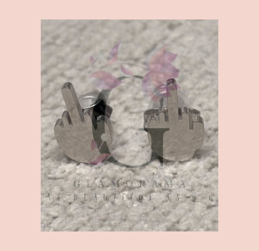 Middle finger stud earrings