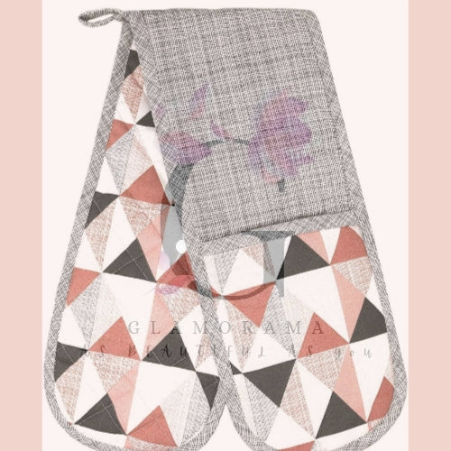 Geometric double oven gloves